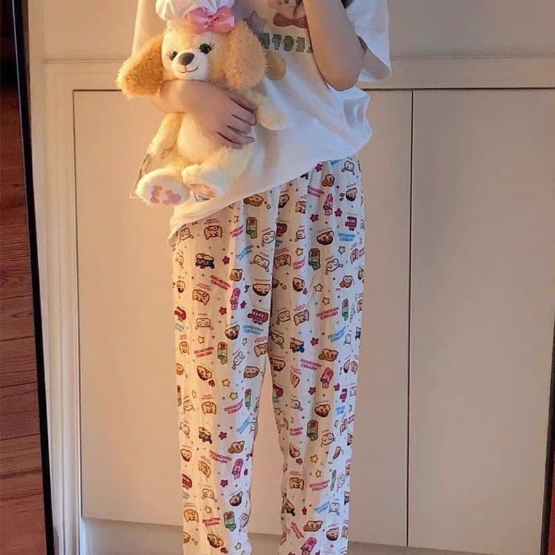 柄 パンツ おやすみピクセルアート ルームパンツ