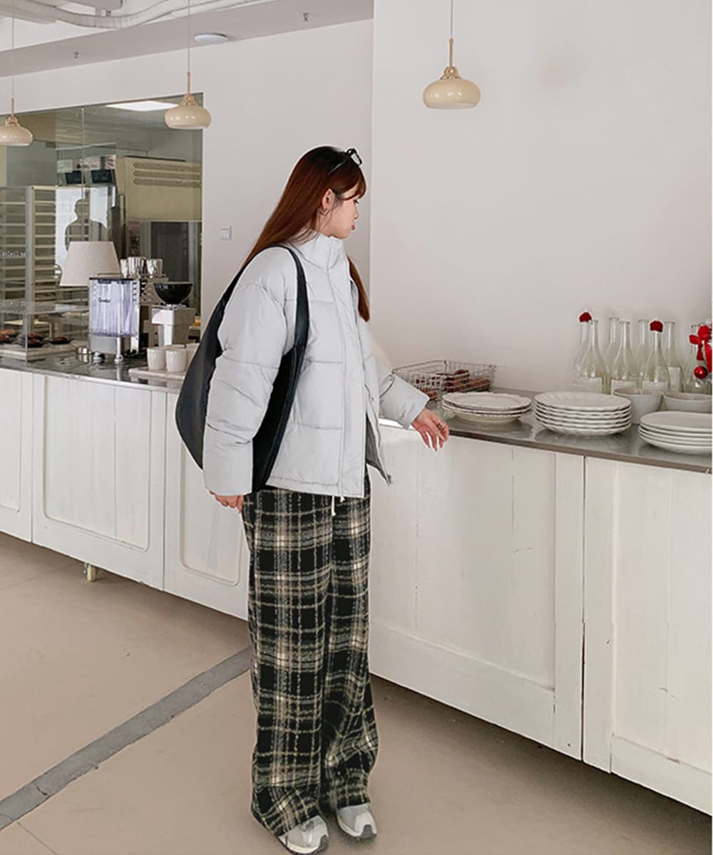 柄 パンツ チェック柄ワイドパンツ レディース ゆったり起毛