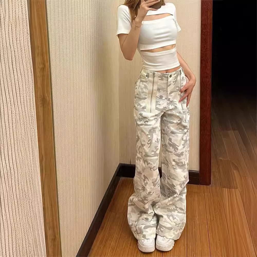 柄 パンツ マルチポケット迷彩カーゴパンツ