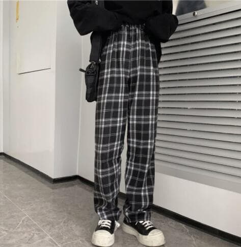 柄 パンツ メンズ チェック柄 ワイドパンツ ストリート系