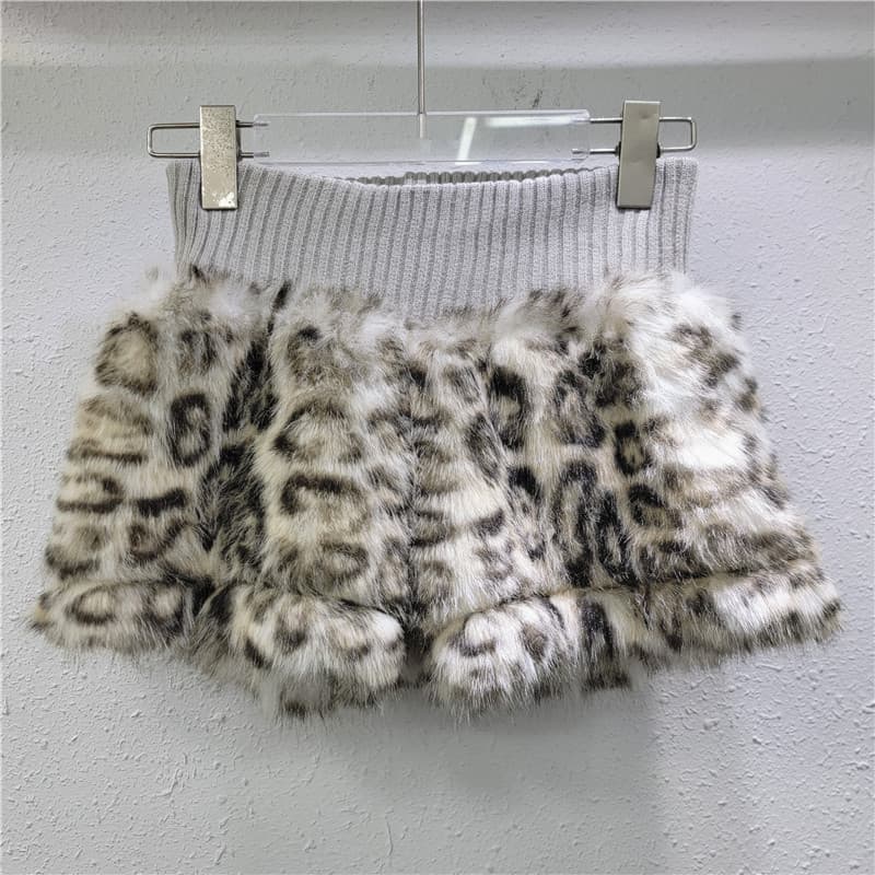 柄 パンツ もこもこヒョウ柄ショートパンツ