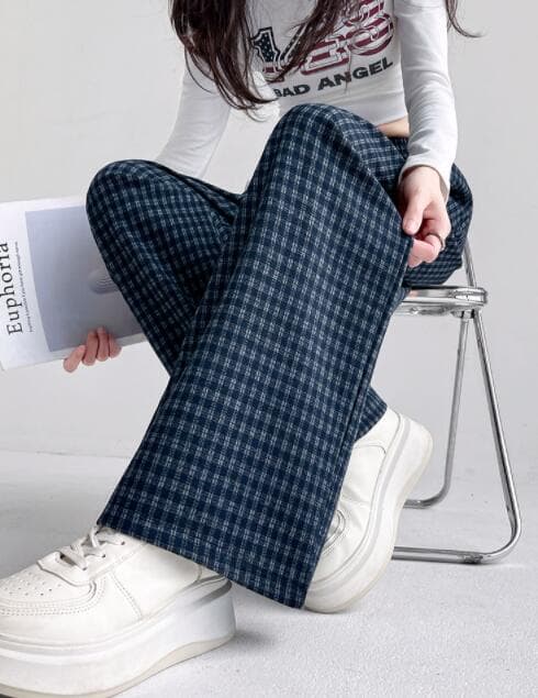 柄 パンツ レディース チェック柄 ワイドパンツ ゆったりシルエット
