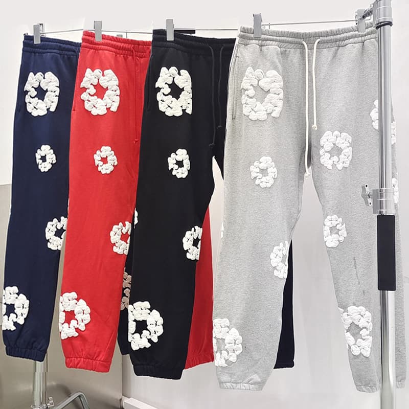 柄 パンツ 花輪モチーフスウェットパンツ