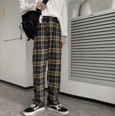 柄 パンツ メンズ チェック柄 ワイドパンツ ストリート系