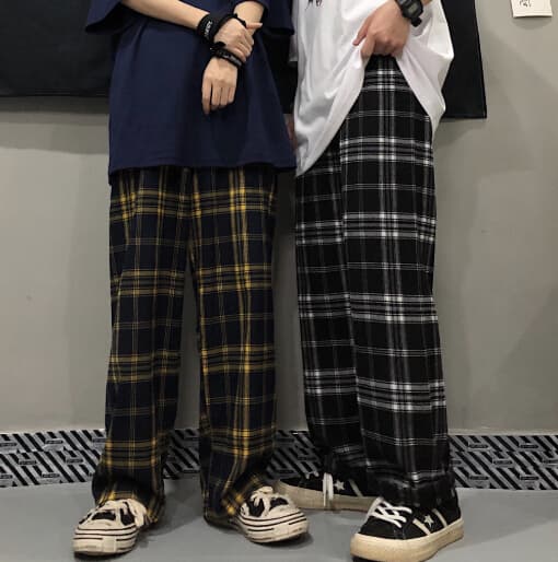 柄 パンツ レトロチェック柄パンツ 男女兼用ボトムス