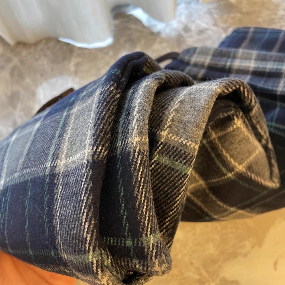柄 パンツ もこもこ裏起毛チェックパンツ