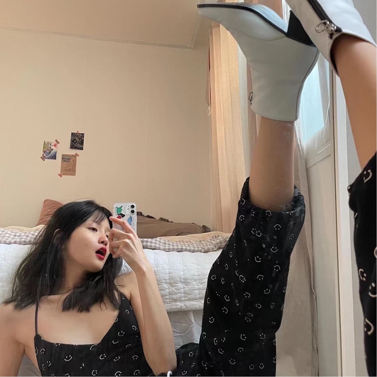 柄 パンツ にこにこ総柄ルームパンツ
