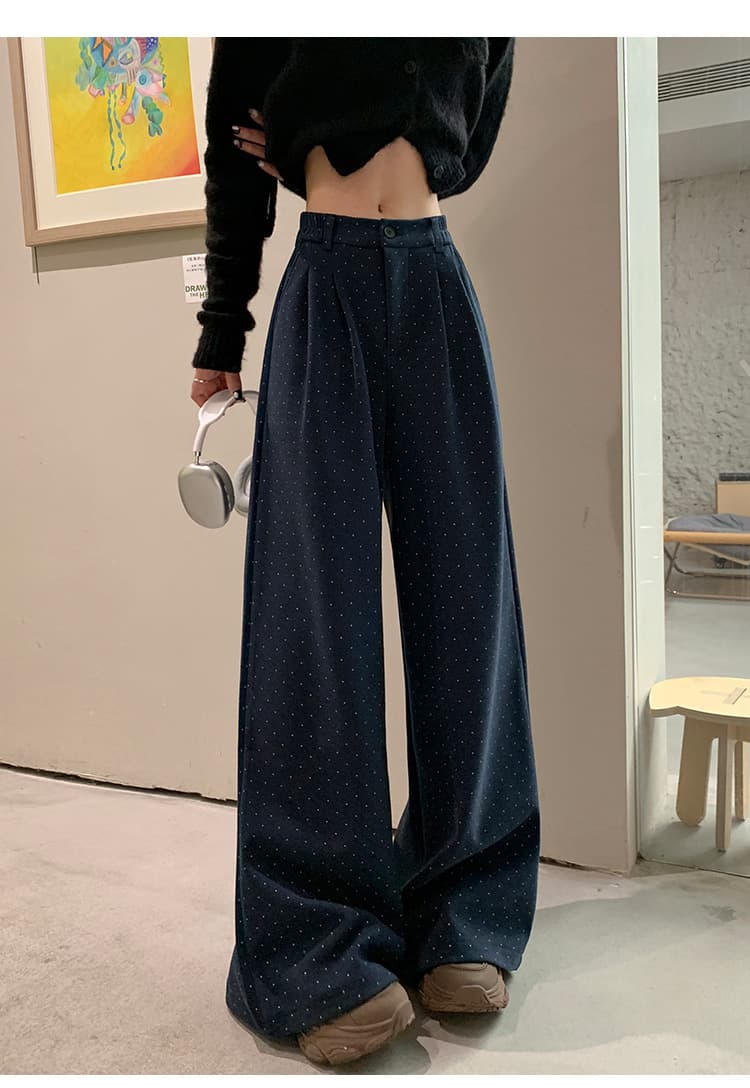 柄 パンツ 贅沢仕立てドット柄スラックスパンツ
