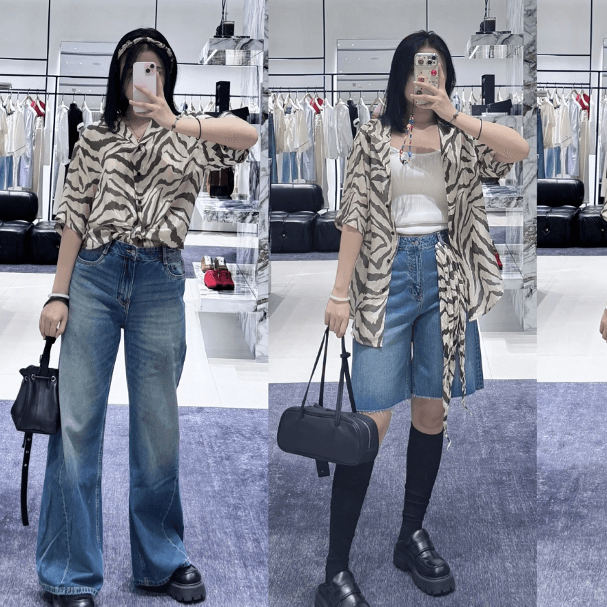 柄 パンツ 大胆しま模様の薄手ワイドパンツ