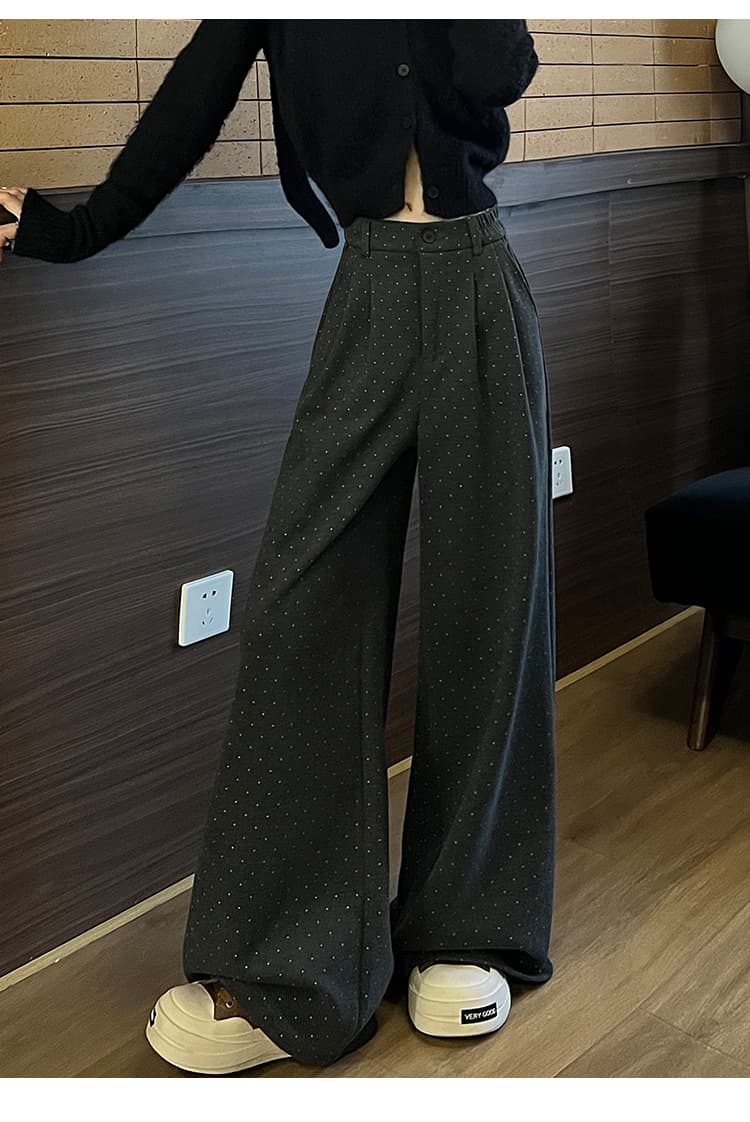 柄 パンツ 贅沢仕立てドット柄スラックスパンツ
