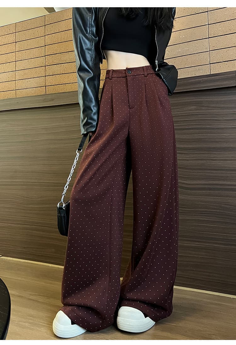 柄 パンツ 贅沢仕立てドット柄スラックスパンツ