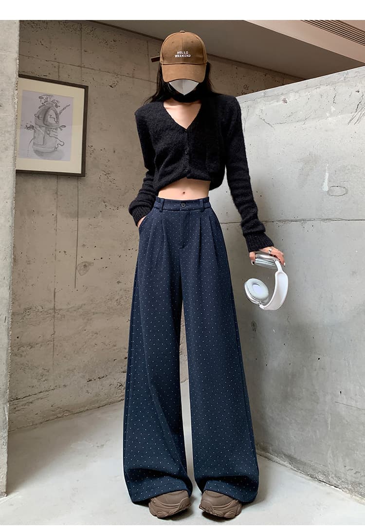 柄 パンツ 贅沢仕立てドット柄スラックスパンツ