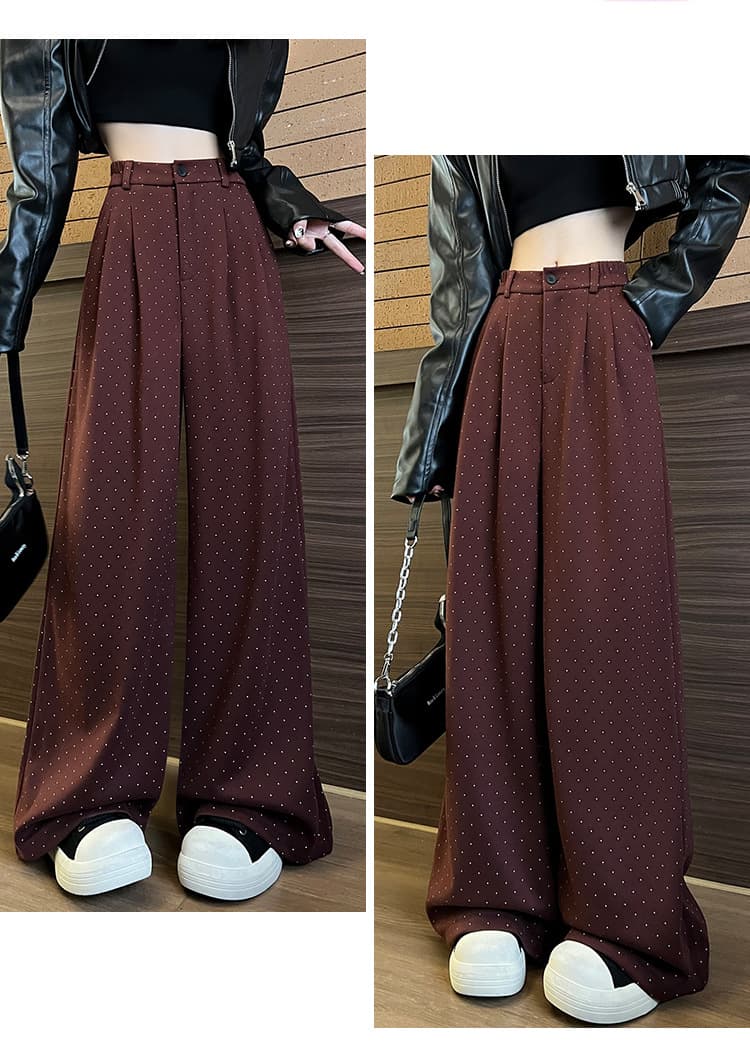 柄 パンツ 贅沢仕立てドット柄スラックスパンツ