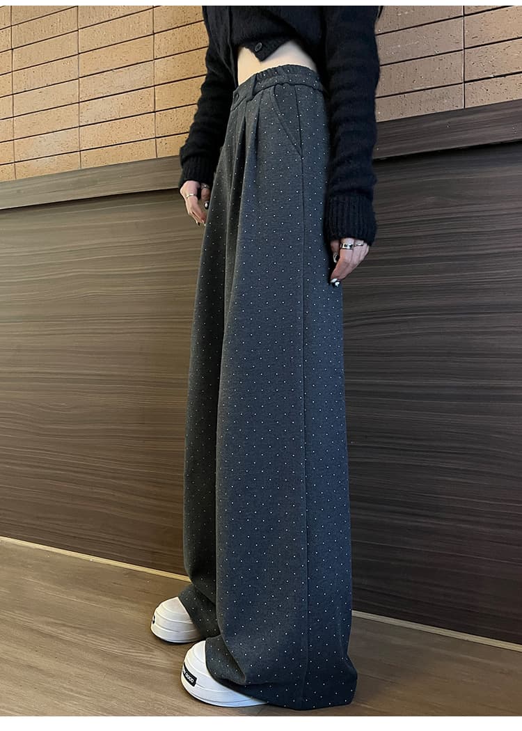 柄 パンツ 贅沢仕立てドット柄スラックスパンツ