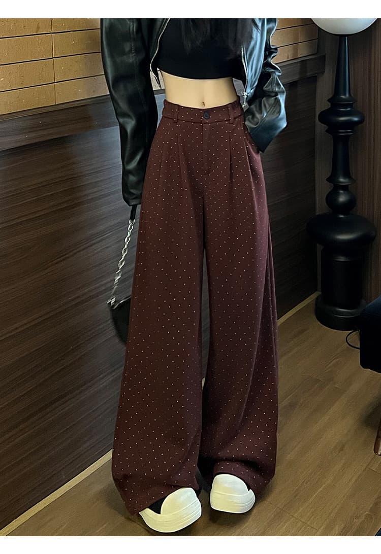 柄 パンツ 贅沢仕立てドット柄スラックスパンツ